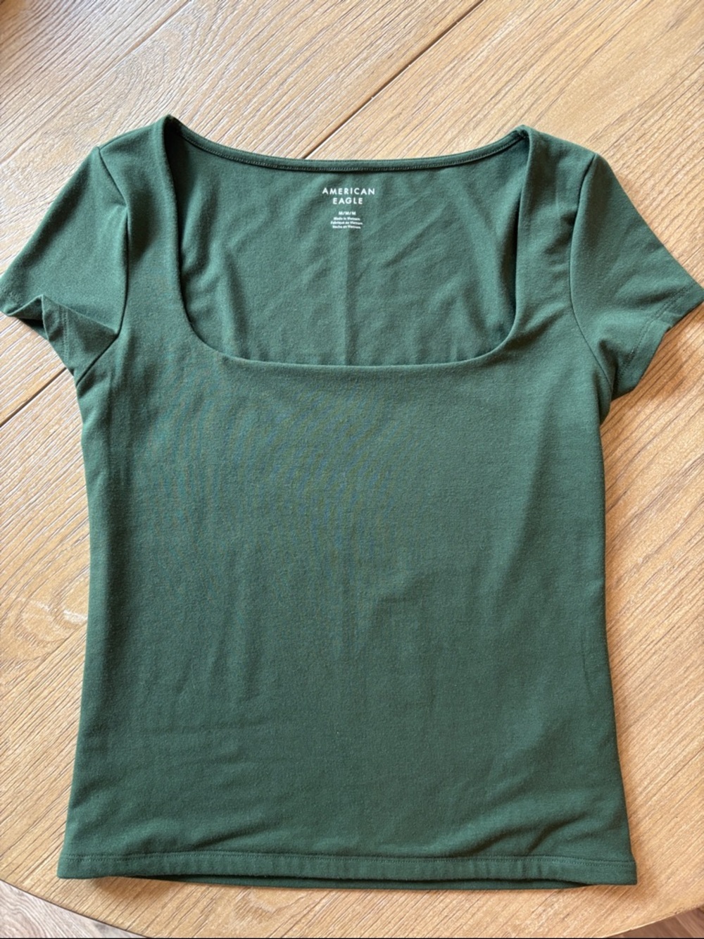 American Eagle Outfitters Short Sleeve Square Neck Tee - Dark Green